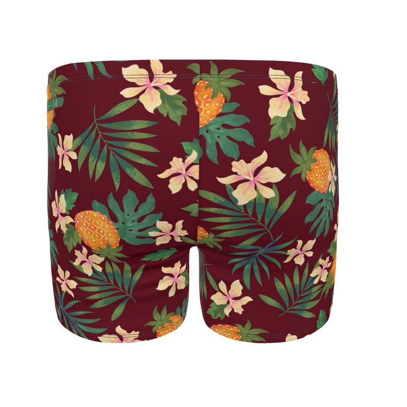 Men's Swim Trunks - Pineapple Paradise - Burgundy