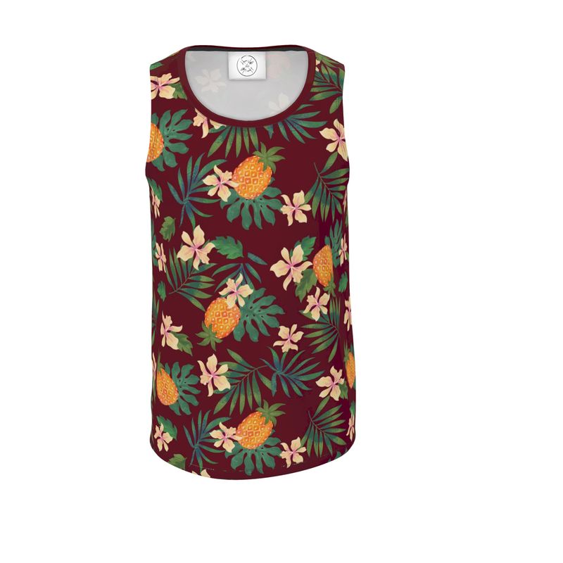 Men's Hybrid Tank Top - Pineapple Paradise - Burgundy