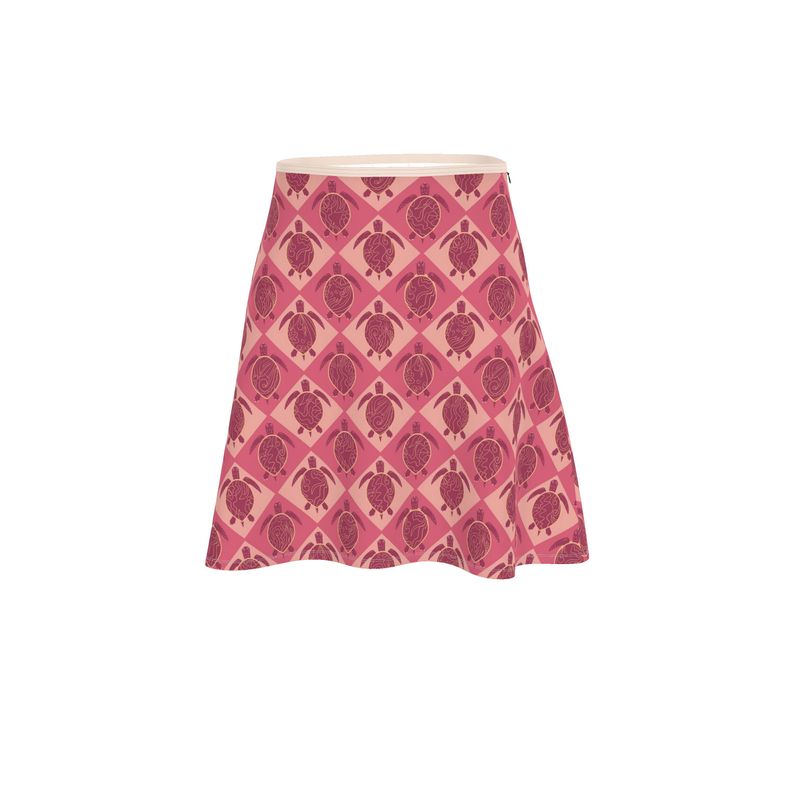 Women's Skater Skirt - Topo Turtles - Pink