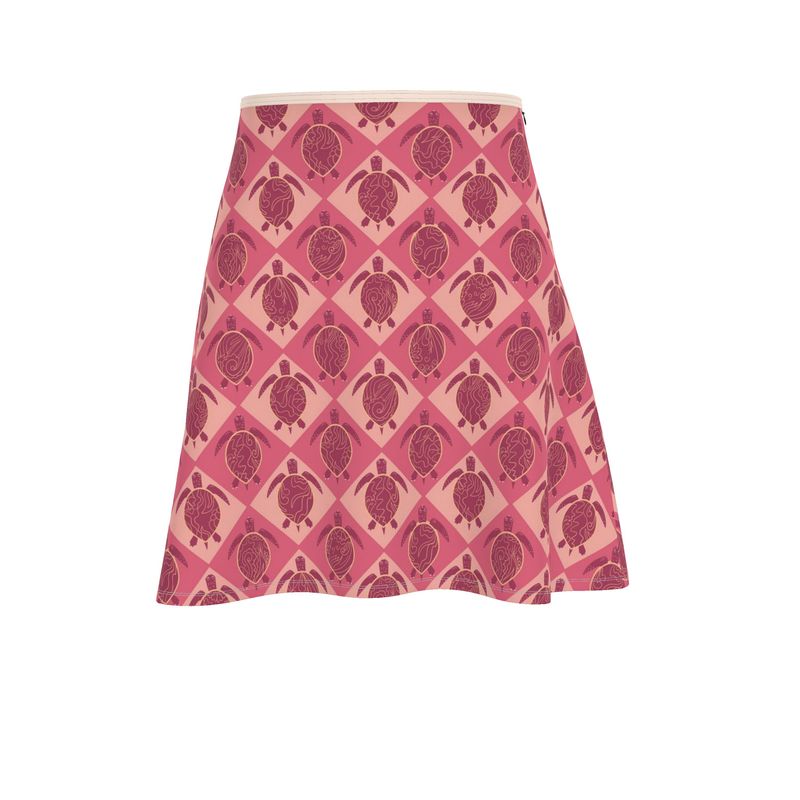 Women's Skater Skirt - Topo Turtles - Pink