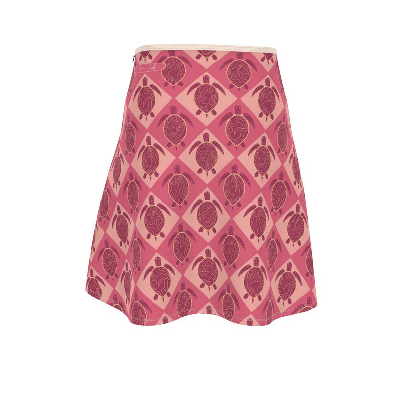 Women's Skater Skirt - Topo Turtles - Pink