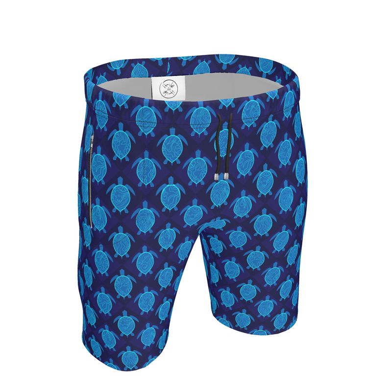 Men's Gym Shorts - Topo Turtles - Blue