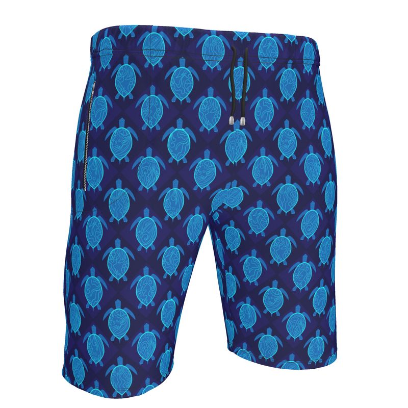 Men's Gym Shorts - Topo Turtles - Blue