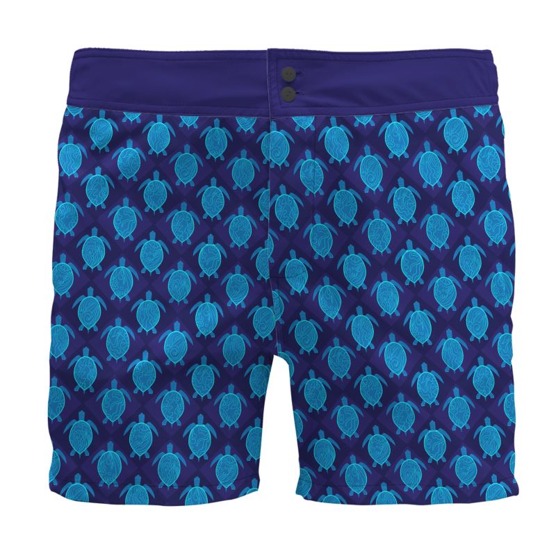 Men's Board Shorts - Topo Turtles - Blue