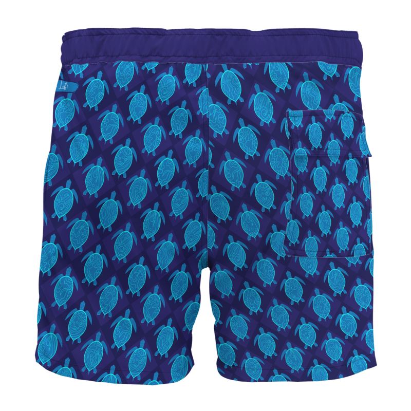 Men's Board Shorts - Topo Turtles - Blue