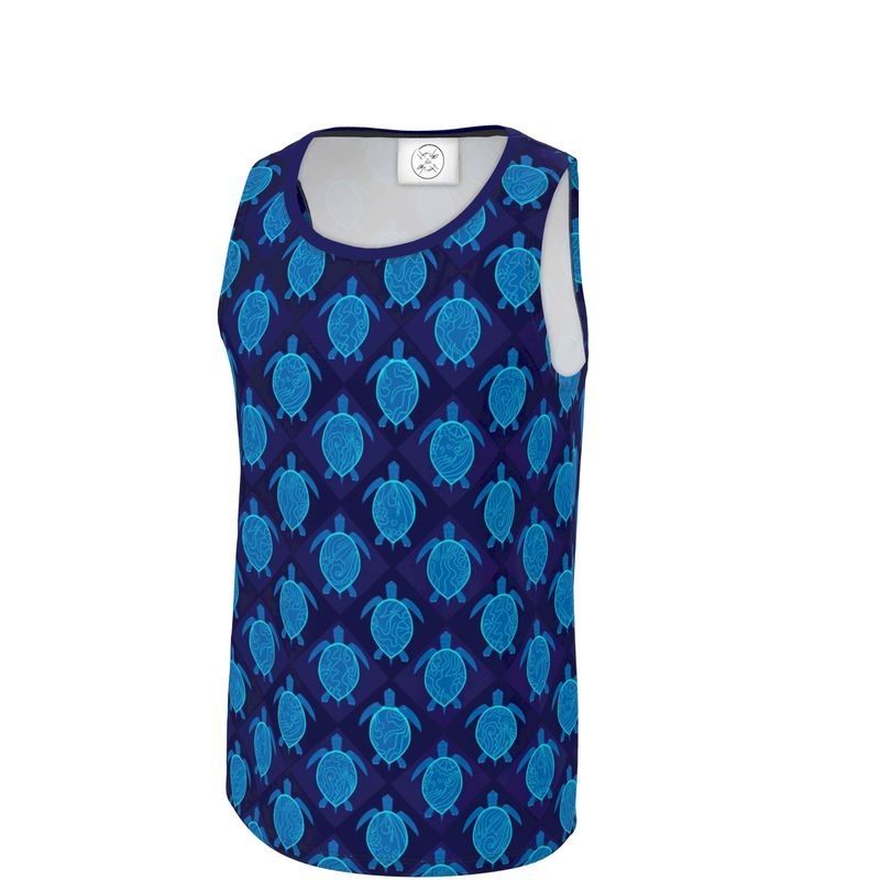 Men’s Hybrid Tank Top - Topo Turtles - Blue