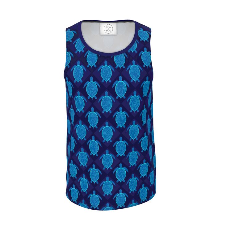 Men’s Hybrid Tank Top - Topo Turtles - Blue