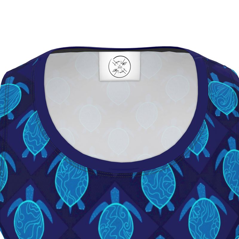 Men’s Hybrid Tank Top - Topo Turtles - Blue