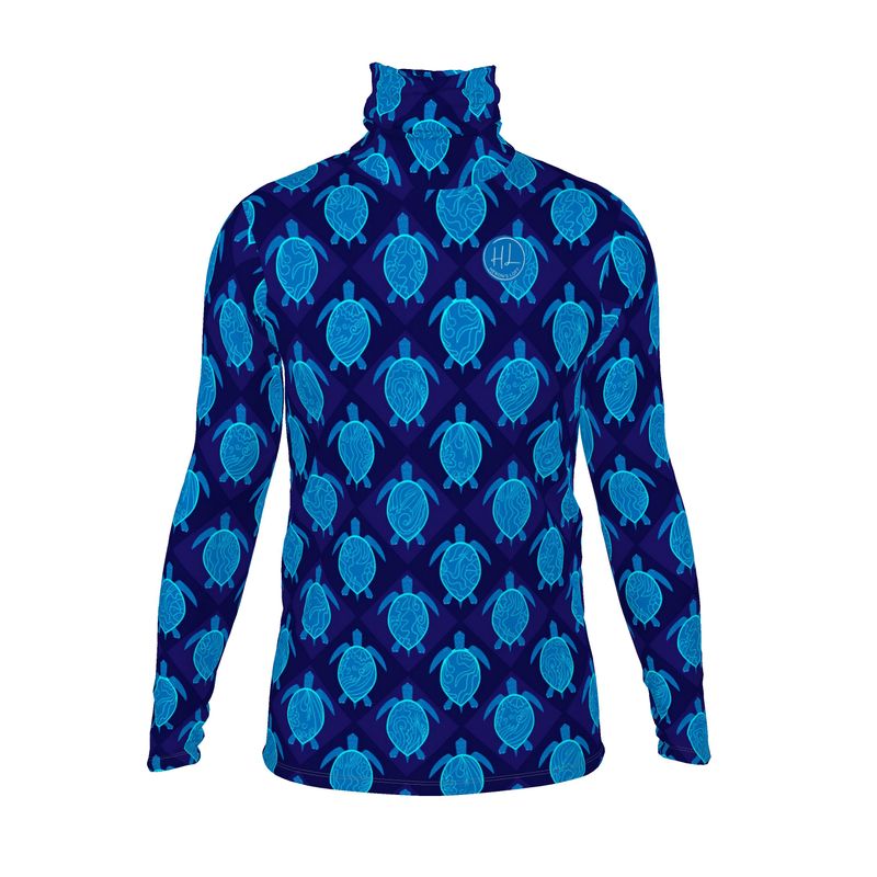 Men’s High-Roll Turtle Neck  - Topo Turtles - Blue Tide