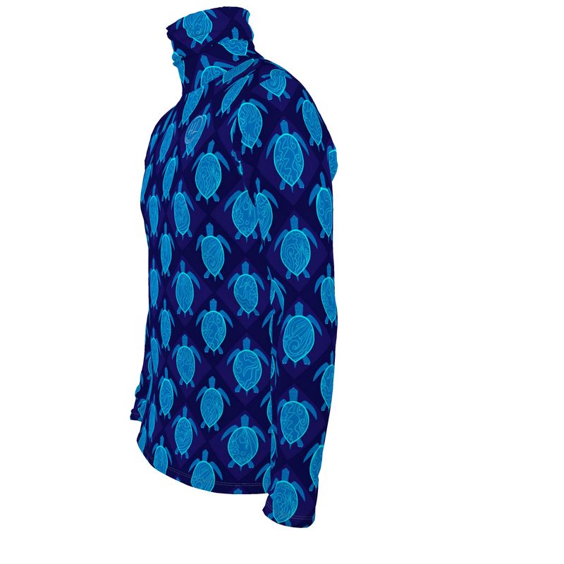 Men’s High-Roll Turtle Neck  - Topo Turtles - Blue Tide