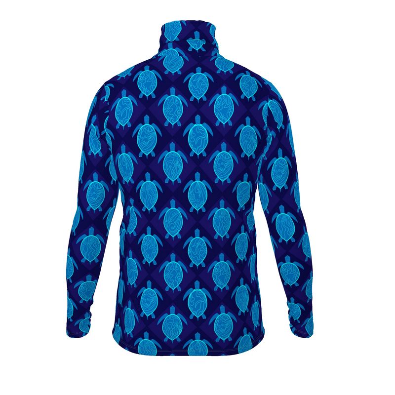 Men’s High-Roll Turtle Neck  - Topo Turtles - Blue Tide