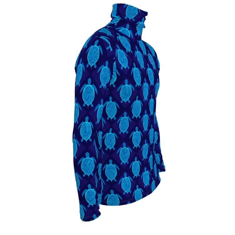 Men’s High-Roll Turtle Neck  - Topo Turtles - Blue Tide