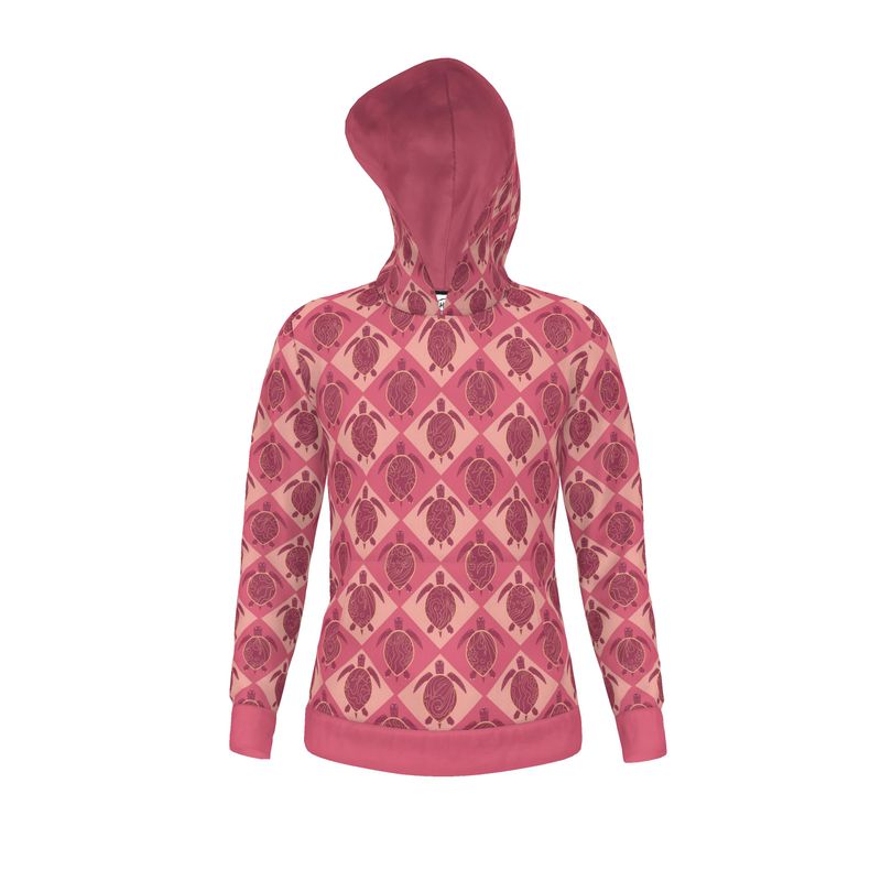 Women's Pullover Hoodie - Topo Turtles - Pink