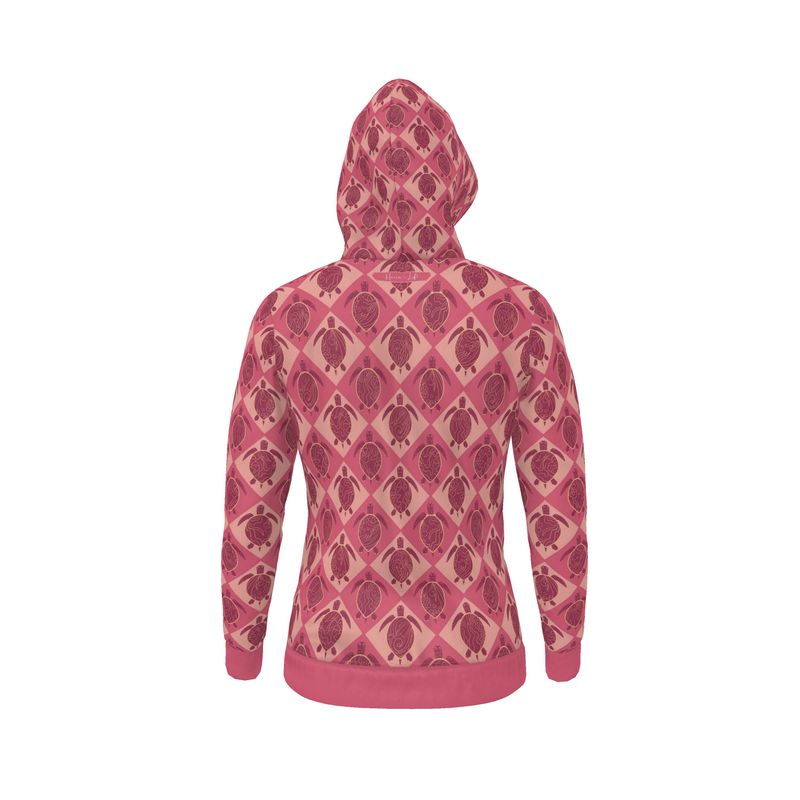 Women's Pullover Hoodie - Topo Turtles - Pink