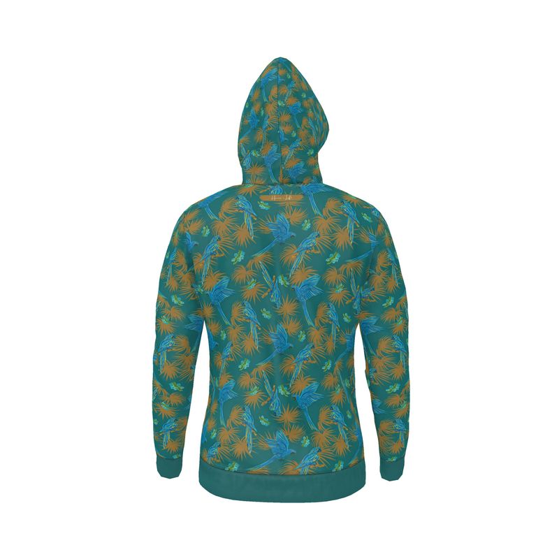 Men's Hoodie - Tropical Macaw - Sea Foam Green