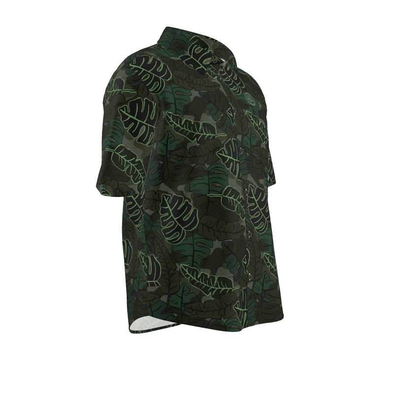 Men's Button-Up Dress Shirt - Camo Leaves - Cypress Green
