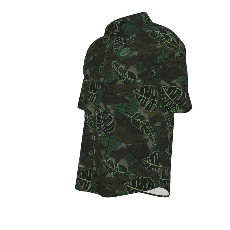 Men's Button-Up Dress Shirt - Camo Leaves - Cypress Green