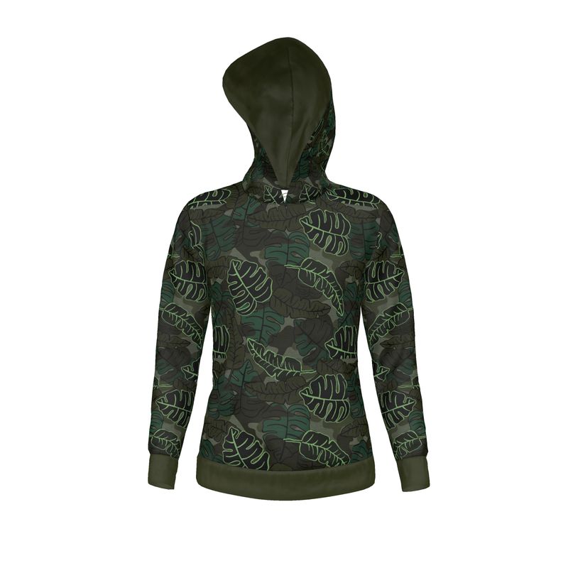 Men's Hoodie - Camo Leaves - Dark Green