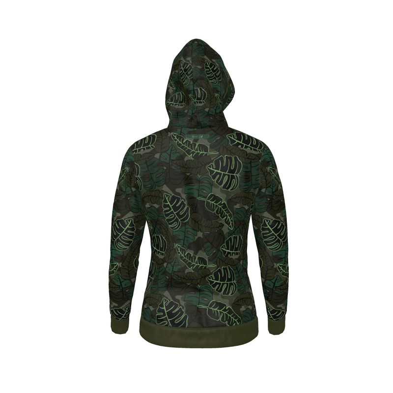 Men's Hoodie - Camo Leaves - Dark Green