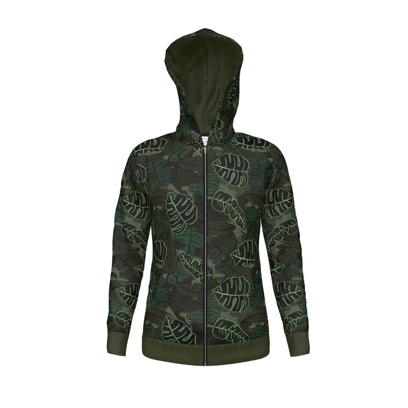 Men's Hoodie - Camo Leaves - Dark Green