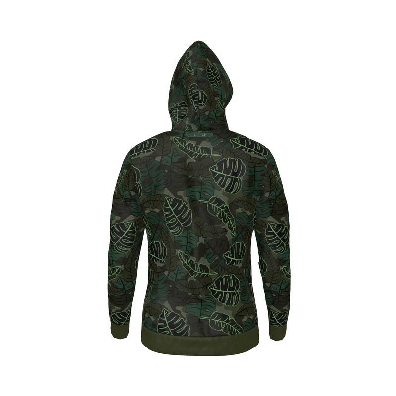 Men's Hoodie - Camo Leaves - Dark Green