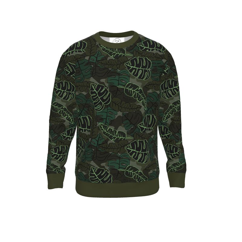 Men's Lightweight Sweater - Camo Leaves - Dark Green