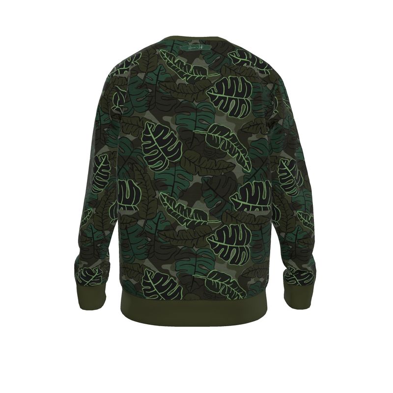 Men's Lightweight Sweater - Camo Leaves - Dark Green