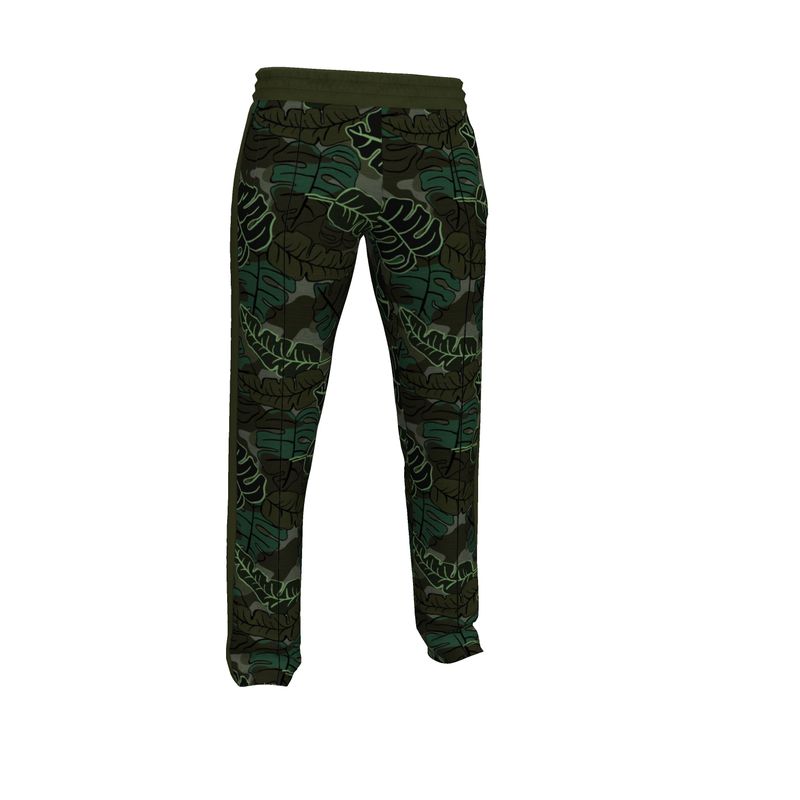 Men's Track Pants - Camo Leaves - Dark Green