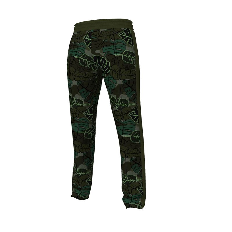 Men's Track Pants - Camo Leaves - Dark Green