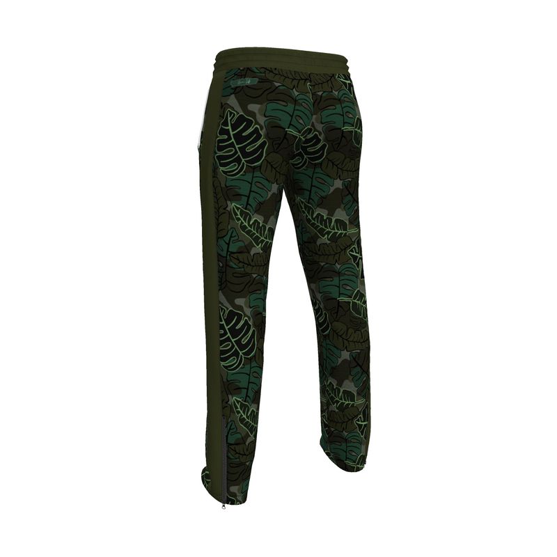 Men's Track Pants - Camo Leaves - Dark Green