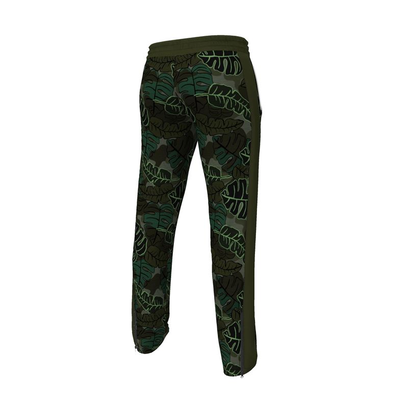 Men's Track Pants - Camo Leaves - Dark Green