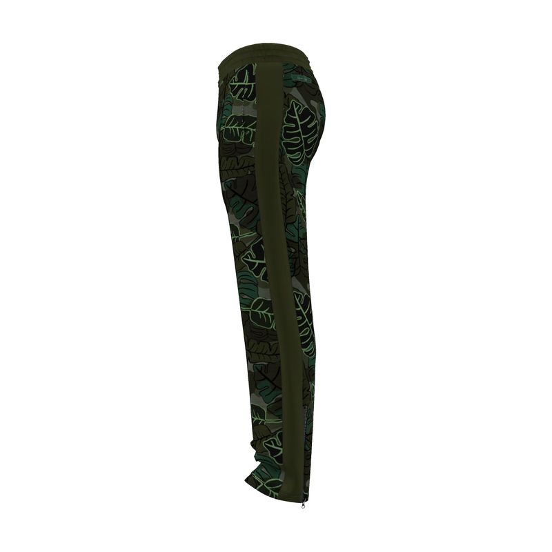 Men's Track Pants - Camo Leaves - Dark Green