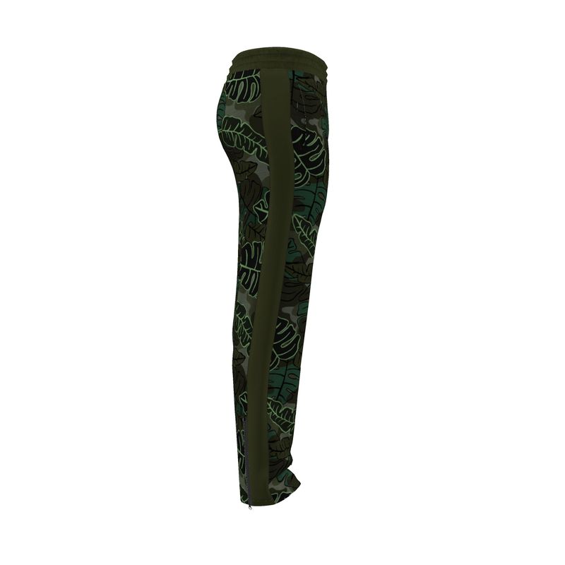 Men's Track Pants - Camo Leaves - Dark Green