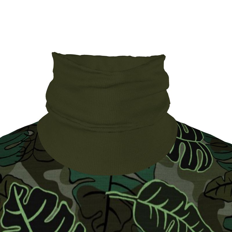 Men’s High-Roll Turtleneck - Camo Leaves - Dark Green