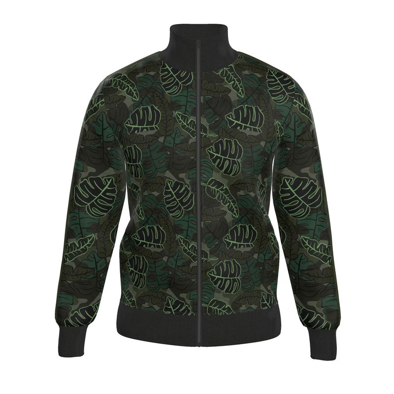 Men's Track Jacket - Camo Leaves - Dark Green