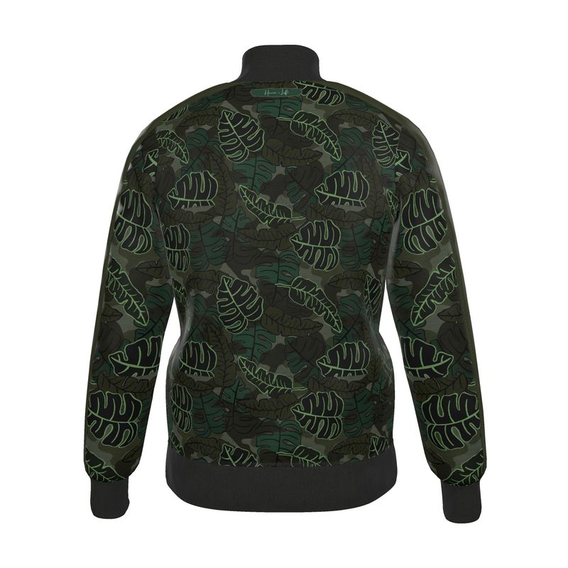 Men's Track Jacket - Camo Leaves - Dark Green