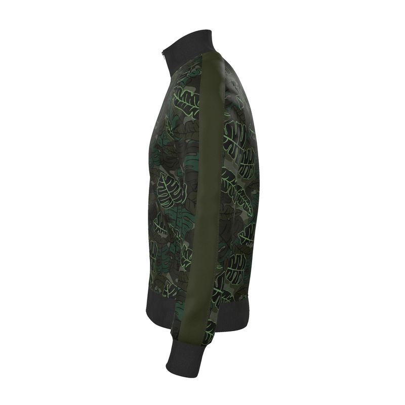 Men's Track Jacket - Camo Leaves - Dark Green