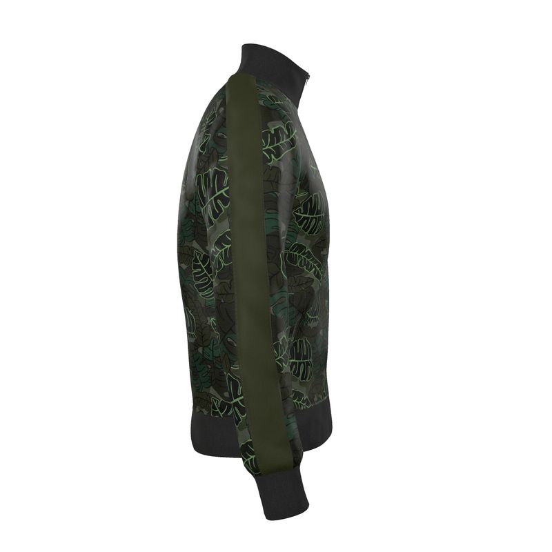 Men's Track Jacket - Camo Leaves - Dark Green