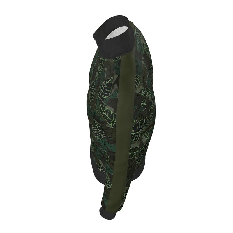 Men's Track Jacket - Camo Leaves - Dark Green