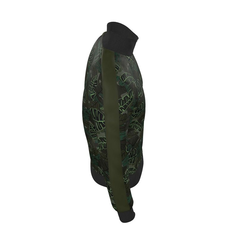 Men's Track Jacket - Camo Leaves - Dark Green