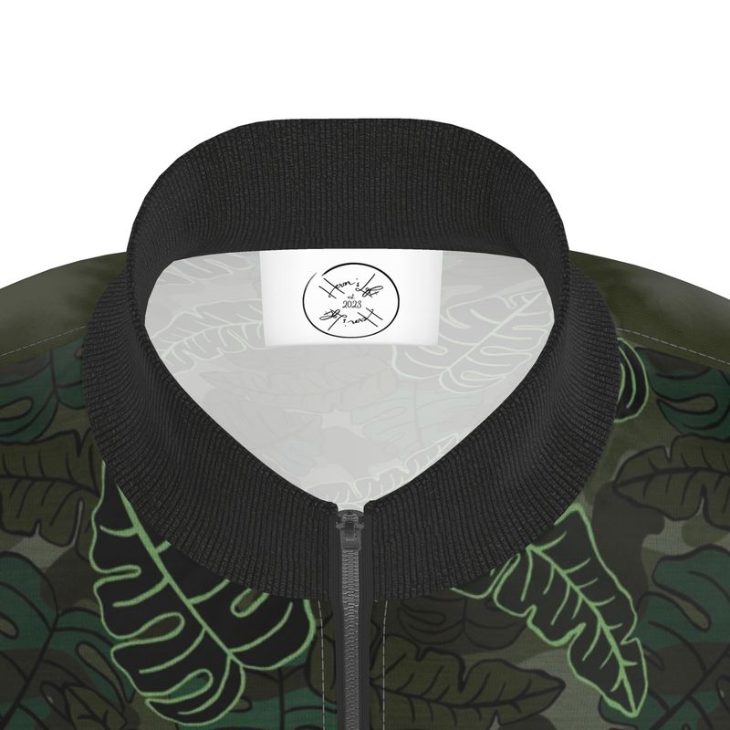 Men's Track Jacket - Camo Leaves - Dark Green