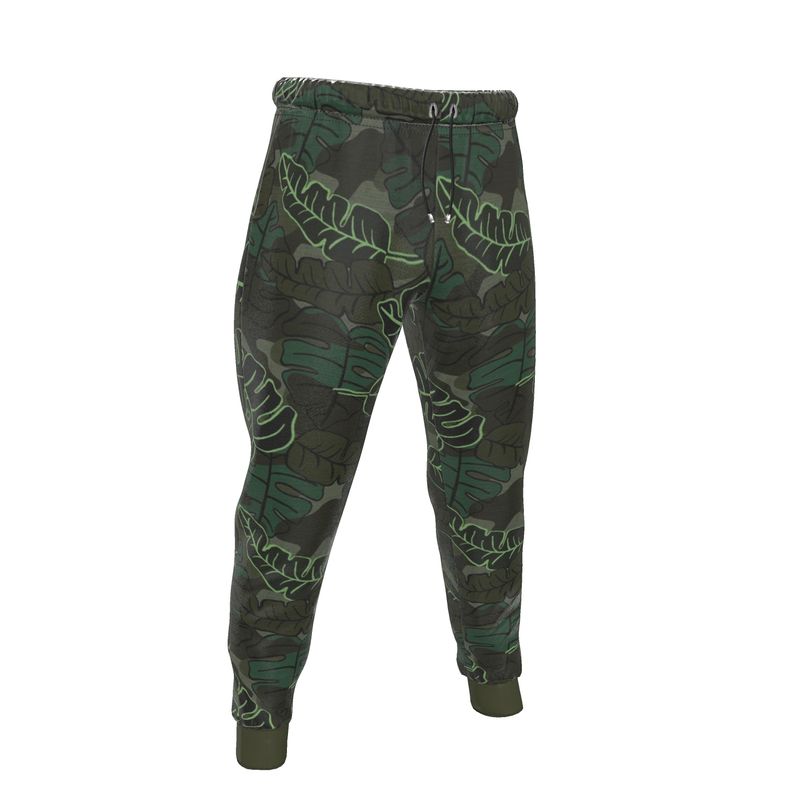 Men's Joggers - Camo Leaves - Dark Green