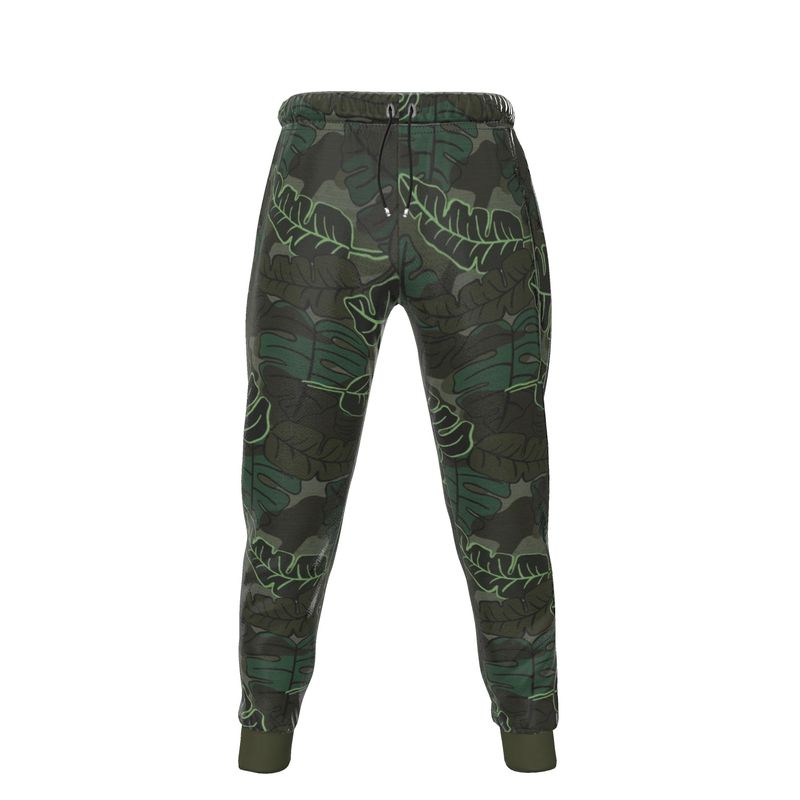 Men's Joggers - Camo Leaves - Dark Green