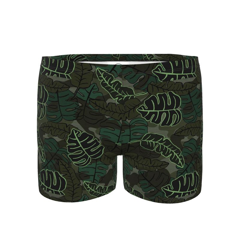 Men's Swim Trunks - Camo Leaves - Dark Green