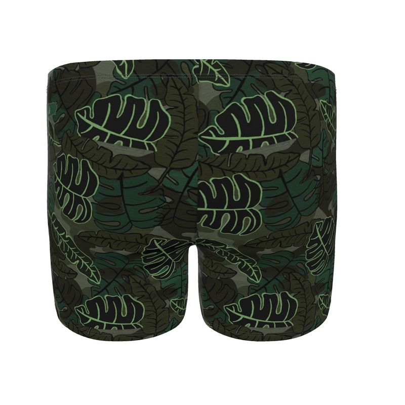 Men's Swim Trunks - Camo Leaves - Dark Green