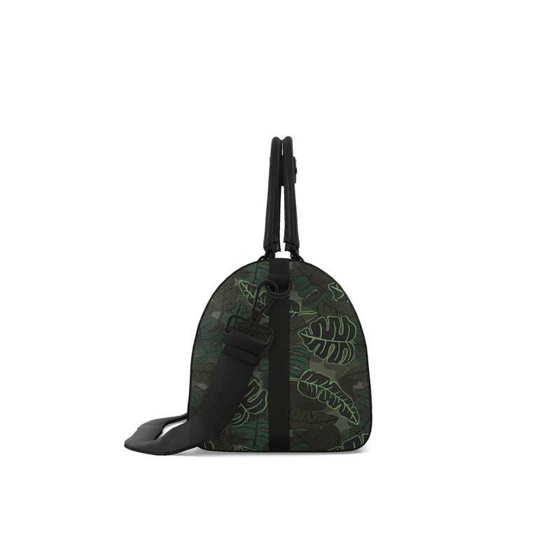 Duffle Bag - Bubble Nappa Leather - Camo Leaves - Dark Green