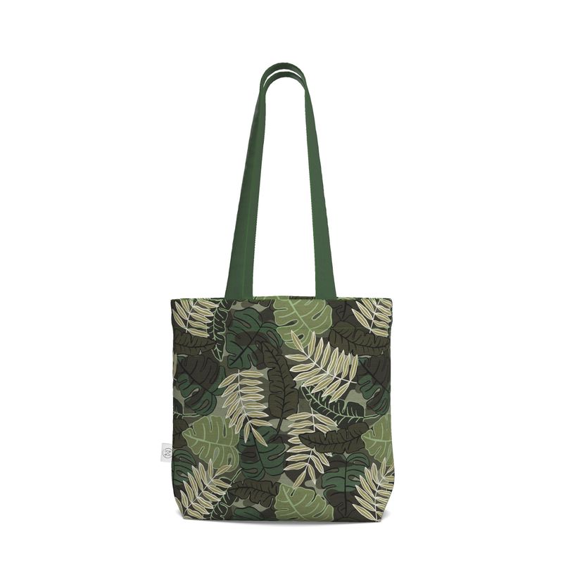 Canvas Tote Bag - Camo Leaves - Light Green