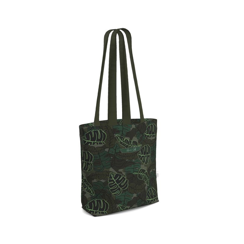 Canvas Tote Bag - Camo Leaves - Dark Green