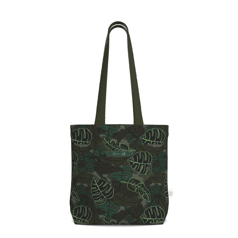 Canvas Tote Bag - Camo Leaves - Dark Green