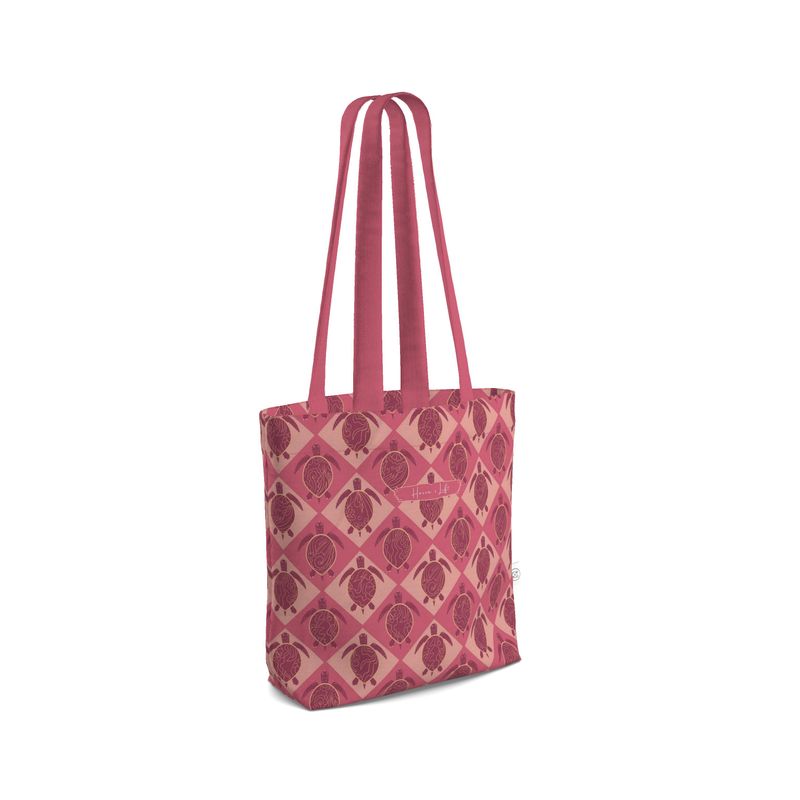 Canvas Tote Bag - Topo Turtles - Pink